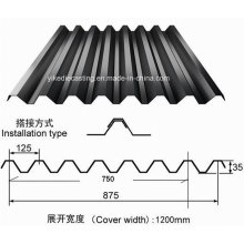 Hoja de techo de acero corrugado galvanizado en color negro